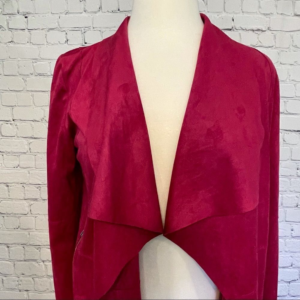 Faux-suede Drape-front Jacket - Picture 3 of 9